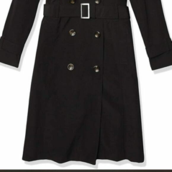 London Fog Cape Back Trench Coat 40R BLACK Double-Breasted Belted Preppy Classy - Picture 12 of 12